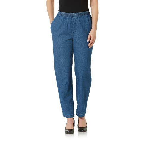 Basic Editions Women's Elastic Waist Jeans - Kmart