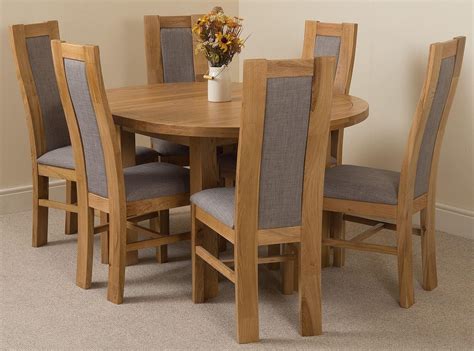 Edmonton Solid Oak Extending Oval Dining Table With 6 Stanford Solid Oak Dining Chairs [Light ...