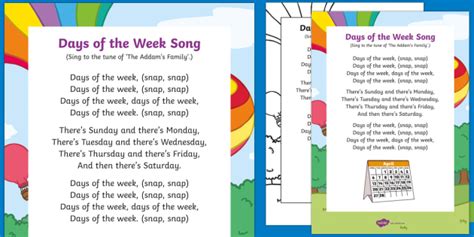 Days Of The Week Preschool Song - Just Call Me