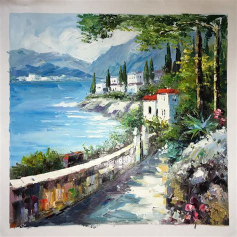 Aliexpress.com : Buy Mediterranean Sea Landscape Oil Painting On Canvas Knife Handpainted Wall ...