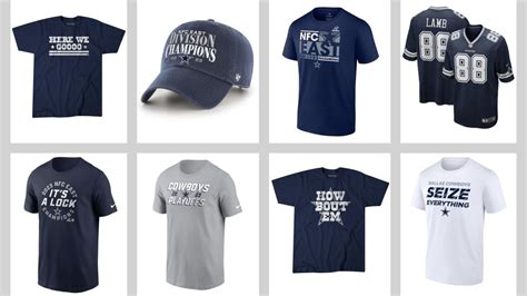 Dallas Cowboys 2023 division champion and playoff gear: hat, t-shirt