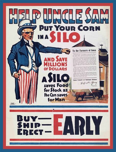 POSTER 11365.Decor Poster.Room interior.Vintage wall art.Uncle Sam corn silos.History-24x36 ...