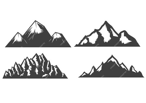 Premium Vector | Vector illustration set of silhouette peak of rocky mountain icon