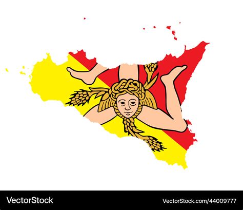 Sicily map flag silhouette isolated Royalty Free Vector