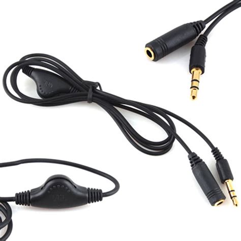 3.5mm M/F 1M Stereo Headphone Audio Extension Cord Cable with Volume ...