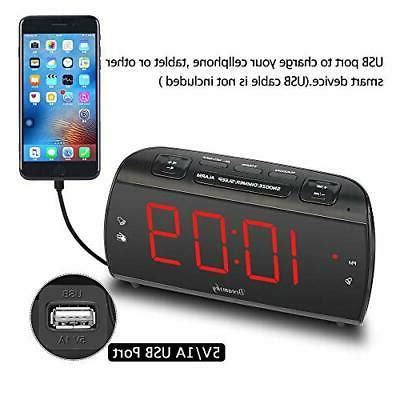 DreamSky Digital Alarm Clock Radio with USB Charging