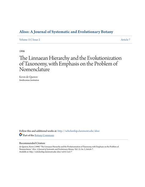 The Linnaean Hierarchy and the Evolutionization of Taxonomy, with Emphasis on the Problem of ...