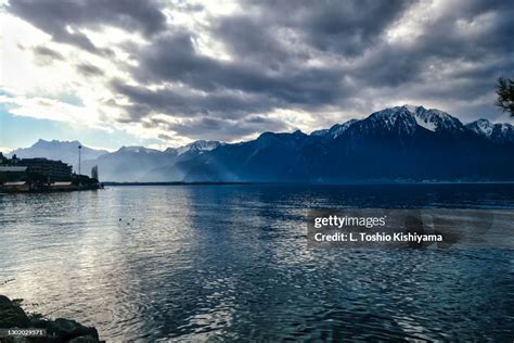 Sunset On Lake Geneva Switzerland High-Res Stock Photo - Getty Images