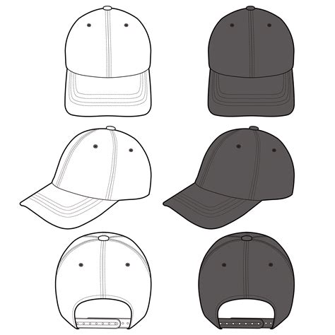 Baseball Cap fashion flat sketch template 426978 - Download Free ...