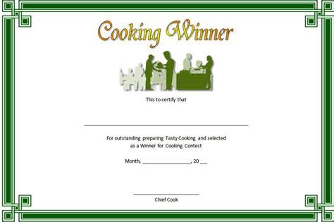 Cooking Competition Certificate Templates - 7+ Best Ideas