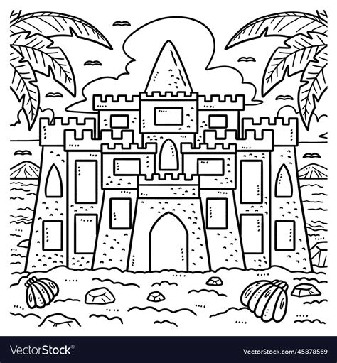 Simple Sand Castle Coloring Pages