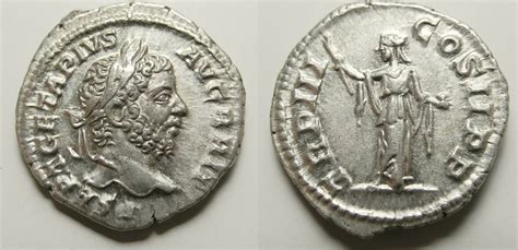 ROMAN EMPIRE Denarius Geta as Augustus, 209-211. Rome mint, AD 211, PORTRAIT WITH LONG BEARD ...