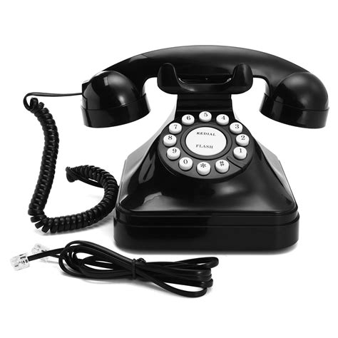 Vintage Retro Antique Telephone Phone Wired Cored Landline Home Desk Office Decoration, Black ...