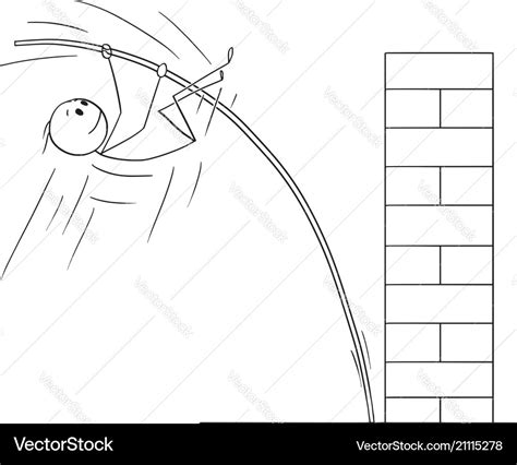 Cartoon man or businessman doing pole vaulting Vector Image