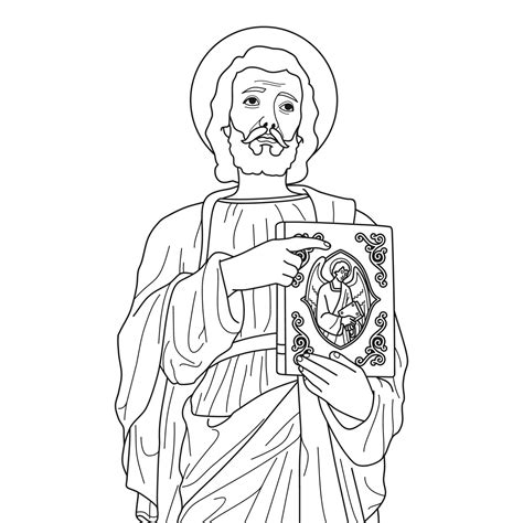 Saint Matthew Apostle and Evangelist Vector Illustration Outline ...