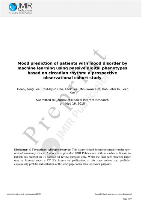 (PDF) Mood prediction of patients with mood disorder by machine learning using passive digital ...