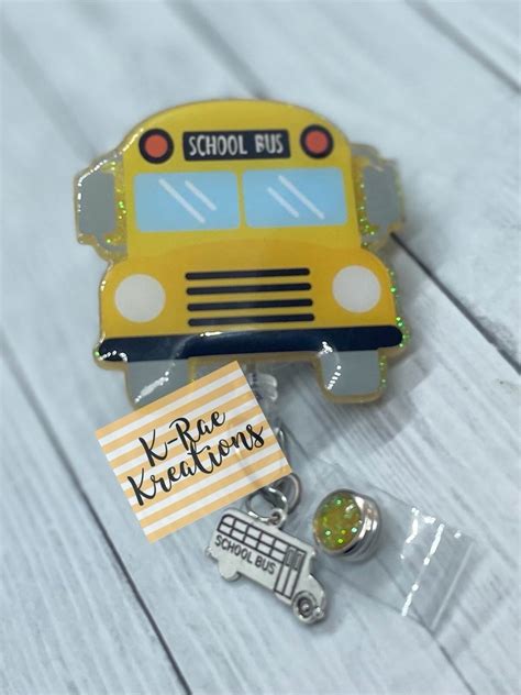 School Bus Badge Reel School Bus Elementary Teacher Name - Etsy