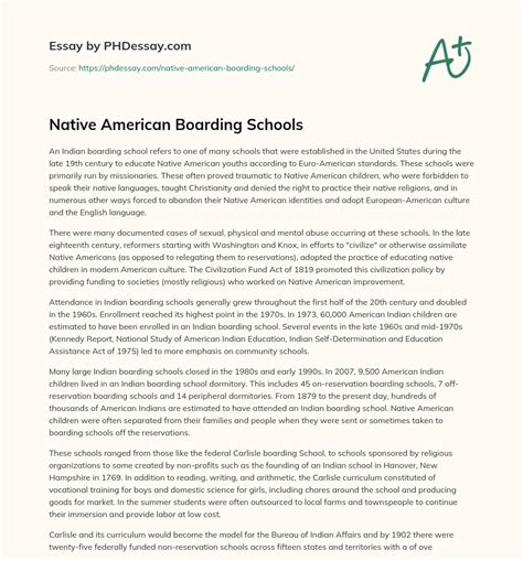 Native American Boarding Schools (500 Words) - PHDessay.com