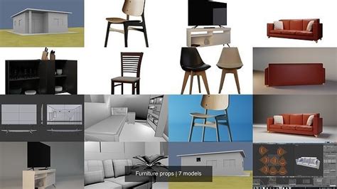 3D Model Collection Furniture props VR / AR / low-poly | CGTrader