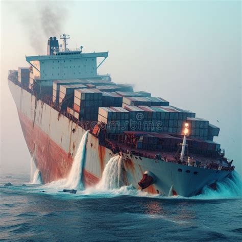 The Cargo Ship Sinked in the Middle of the Sea, an Illustration of a Disaster in a Ship S Voyage ...