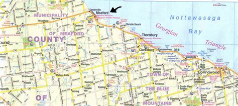 Area Map of Meaford Ontario located on Georgian Bay