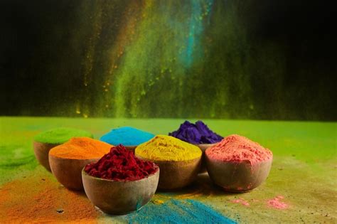 Premium Photo | Colorful traditional holi powder in bowls happy holi ...