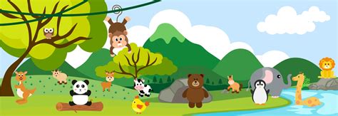 Vector Cute Jungle Animals in Cartoon Style, Wild Animal, Zoo Designs for Background, Baby ...