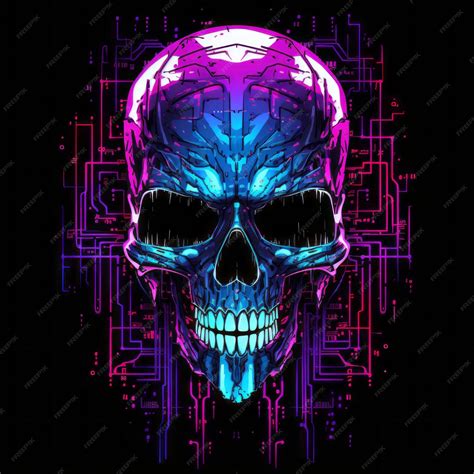 Premium AI Image | a skull with glowing eyes on a black background