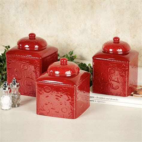 Savannah Red Kitchen Canister Set