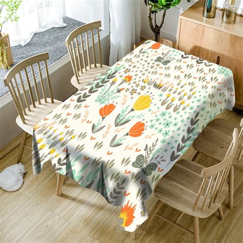 Ccdes Cotton and Linen Table Flower Cloth Dining Kitchen Table Cover Protector Decor,Table Cover ...