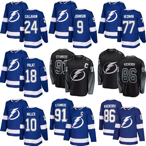 2021 2019 Tampa Bay Lightning Hockey Jerseys 91 Steven Stamkos 86 ...