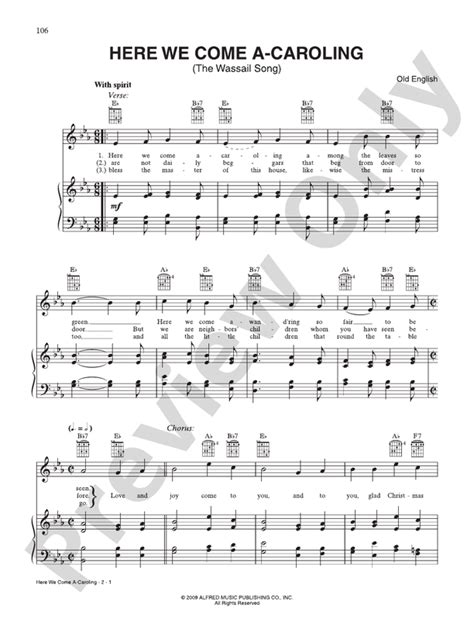 Here We Come A-Caroling (the Wassail Song): Piano/Vocal/Chords ...