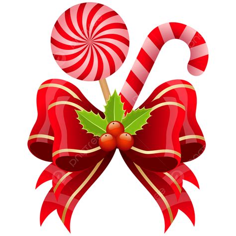 Candy Christmas Decoration Vector Clipart With Ribbon, Candy Christmas ...