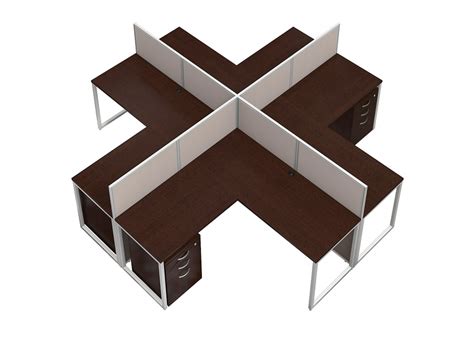 EZ Cubicle Desks for 4 - L Shape Desk Cubicles With Storage 60x60