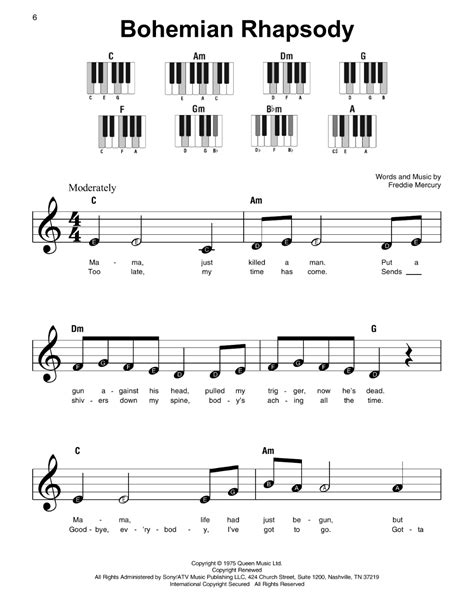 Bohemian rhapsody sheet music queen super easy piano – Artofit