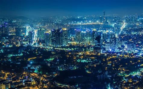 Download wallpapers Seoul, night, skyscrapers, South Korea ...