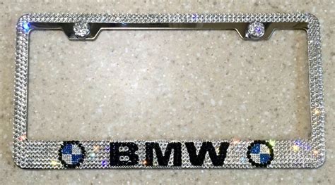 BMW License Plate Frame made with Swarovski Crystals - BMW Car Jewelry. Handmade BMW Chrome ...