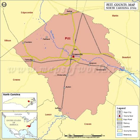 Pitt County Map, North Carolina