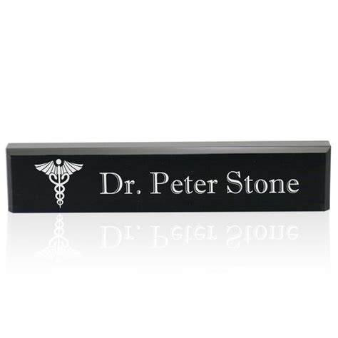 Personalized Black Acrylic Desk Name Plate for Doctors