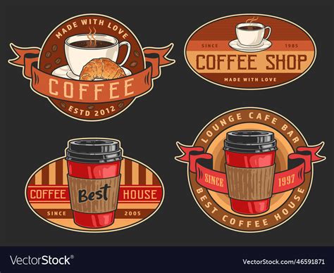 Coffee shop colorful set stickers Royalty Free Vector Image