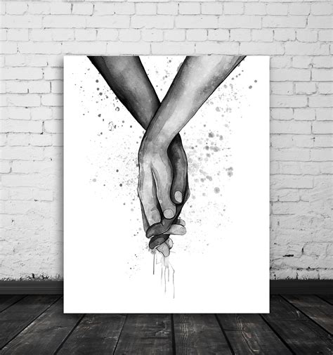 Couple Holding Hands Print Black and White Art Love Wall - Etsy