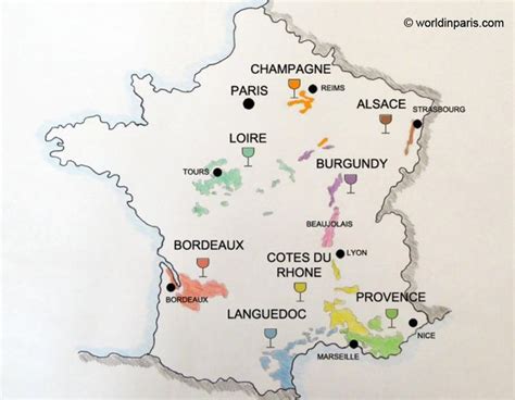 a map showing the wine regions in france