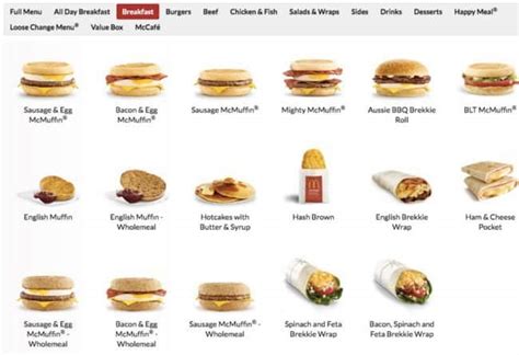 mcdonalds happy meal menu