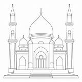 Premium Vector  Ramadan Mosque Coloring Page For Kids sketch template