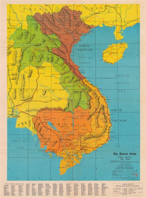 The Boston Globe Public Service War Map Vietnam Southeast Asia.: Geographicus Rare Antique Maps