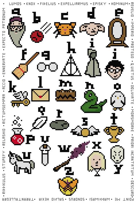 Harry Potter Alphabet Cross Stitch Pattern PDF Instant