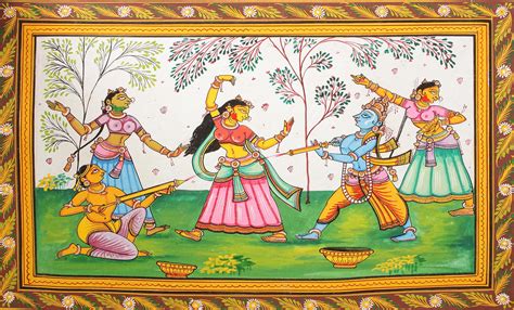 Radha Krishna Playing Holi in Vrindavan | Exotic India Art