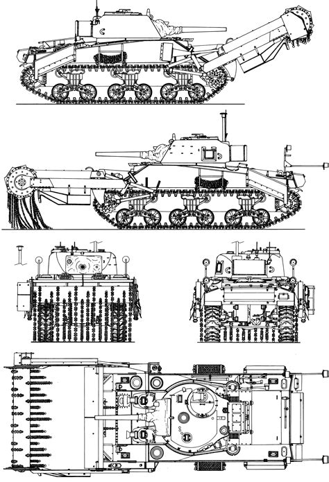 M4 Sherman Blueprint - Download free blueprint for 3D modeling