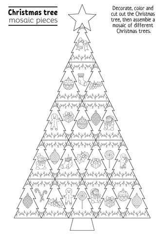 Tessellation Christmas Tree Puzzle coloring page | Free Printable Coloring Pages