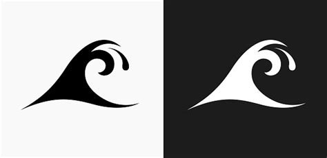 Wave Icon On Black And White Vector Backgrounds Stock Illustration ...